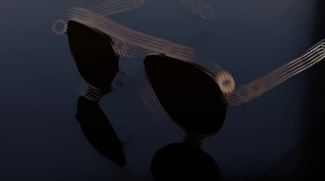 Abstract modern sunglasses with dark lenses and a unique layered wireframe design reflecting contemporary fashion and summer style