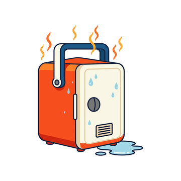 Hot Portable Mini Refrigerator Overheating and Melting Illustration