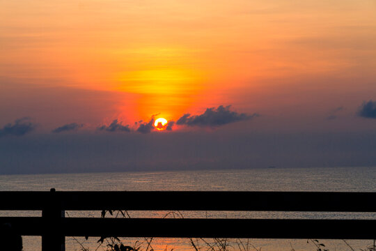 Sunrise and  silhouette at beach