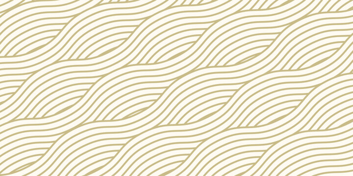 Yellow instant noodles, pasta and spaghetti texture with geometric wavy lines. Ramen, pasta vector pattern. Abstract food illustration background