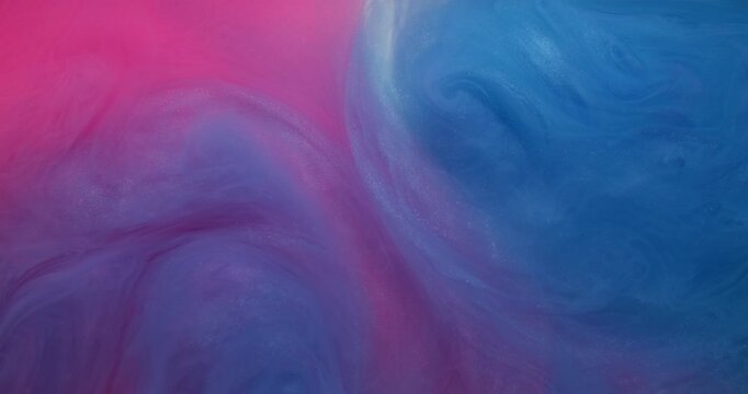 Smoke twist. Mist ink. Blue violet pink cloud art mix liquid colorful curl haze. Blur shiny abstract fluid spill pigment emulsion background.