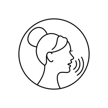 Speaking icon, Talk icon, Talking person icon. Side view of a woman talking gesture vector illustration.