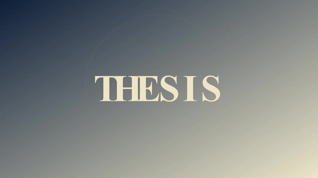 Minimalist thesis typography motion on gradient animation 4k background, for academic and, educational presentations