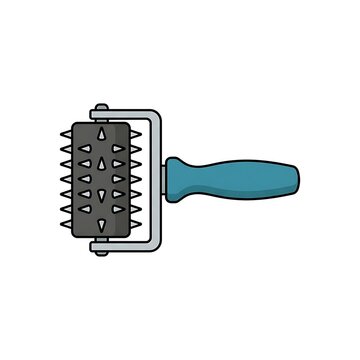 Dough docker roller tool for baking bread in a flat minimalist vector style