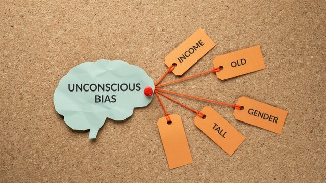 Unconscious bias concept, workplace stereotypes, diversity issues, social problems