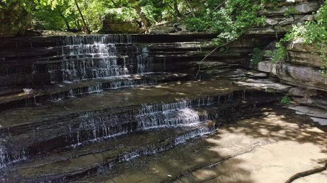 Layered Rock Cascade in Clifty Falls State Park Indiana