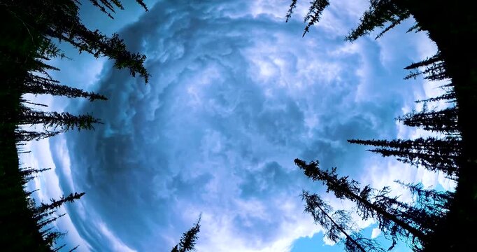 Turbulent underside of a cumulonimbus storm cloud 