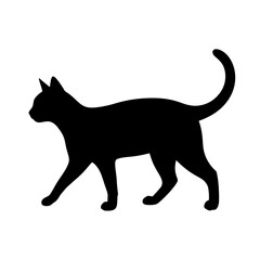 Black cat silhouette, feline icon, walking cat, animal symbol © MSTMANWARA