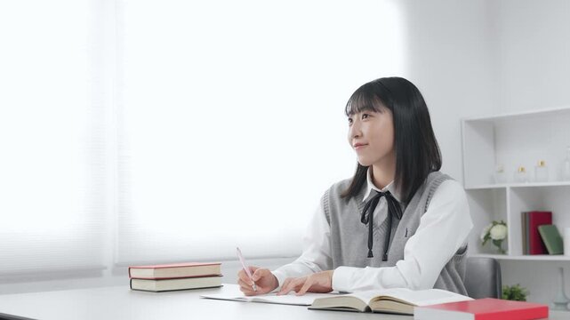 教室で授業を受ける女子学生