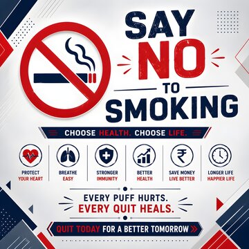 Anti smoking infographic poster with health benefits of quitting tobacco