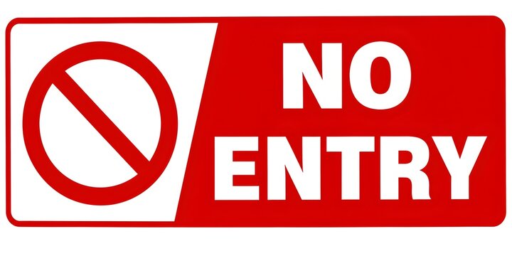 Red no entry warning sign template with restriction symbol