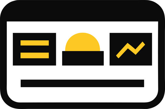 Credit card with equal sign and chart symbol on transparent background