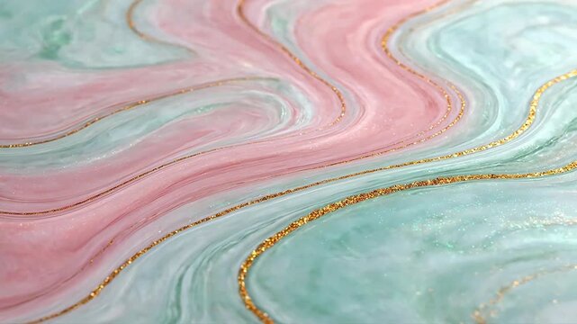 Abstract swirling pattern with gold lines
