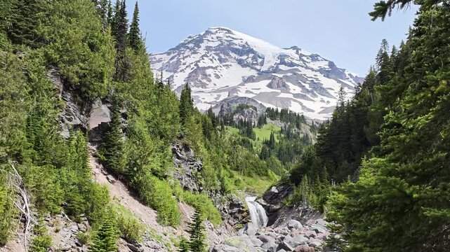 Mount Rainier View from Skykomish River Valley