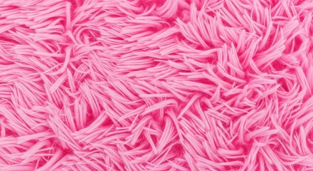 Obraz premium A close-up view of a soft pink shaggy fur texture with long plush fibers creating a cozy and decorative surface for creative backgrounds, pastel, rose, shaggy