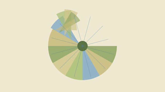 Abstract geometric circle animation with rotating colorful pie chart segments 4k motion pie chart