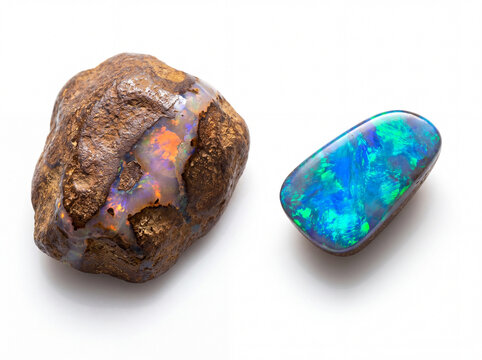 Rough Australian boulder opal gemstone faceted and rough 