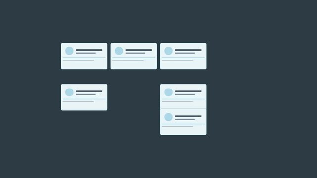 Animated digital interface cards organizing and stacking in minimalist ui animation 4k