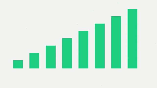 Animated green bar chart rising showing business growth and financial success animation 4k finance