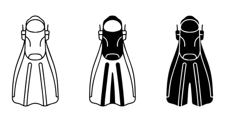Diving Fins Vector Set, Scuba Gear Icons, Snorkeling Equipment Graphics, Water Sports Accessories © Muntaha