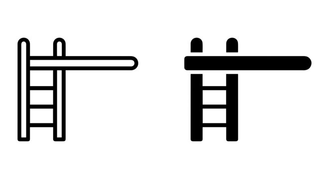Diving Board Icons, Pool Jump Platform Vector Graphics, Summer Recreation Symbols