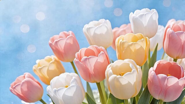 Colorful tulips in bloom