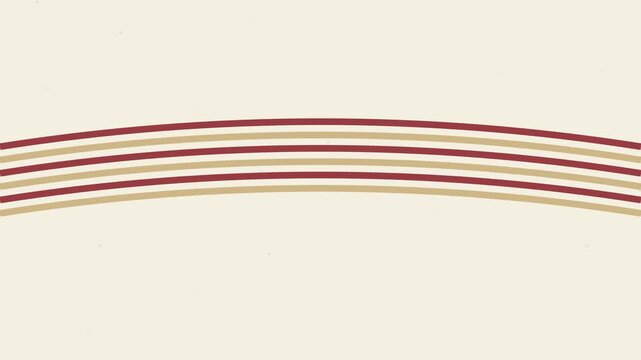 Minimalist abstract animation 4k background, with animated red, and gold curved, lines