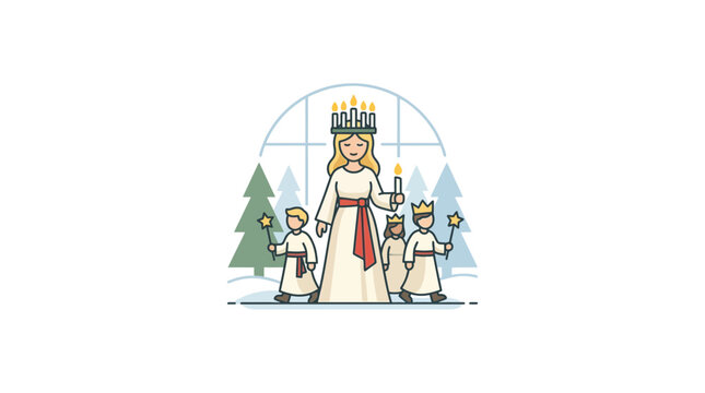 Saint Lucy's Day Celebration with Candle Crown and Star Boys