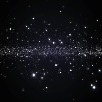 Pure white luminous particles drift through deep black background with crystal sparkle, volumetric lighting and cinematic depth, creating refined luxury atmosphere with expansive copy space.