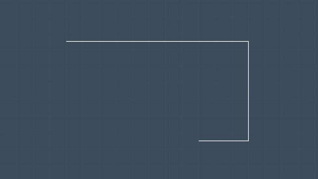 Minimalist animation 4k white line a rectangle shape on dark grid background, geometric