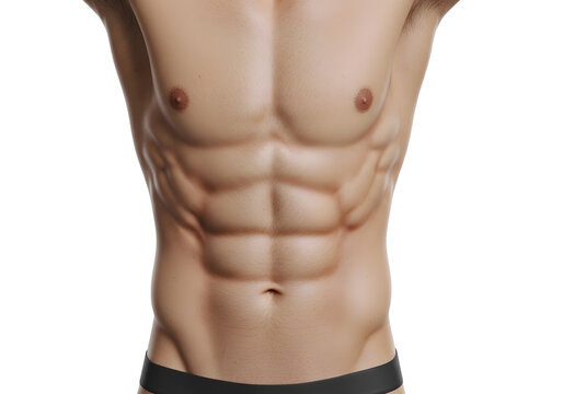 Close-up of muscular male torso with defined abs and chest muscles
