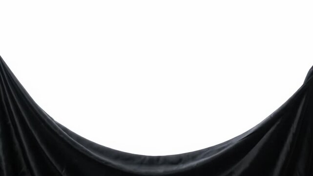 Luxury black velvet fabric draped elegantly, soft flowing folds creating rich texture, evoking opulent sophistication and dramatic flair for upscale designs, studio portraiture, and impactful visuals