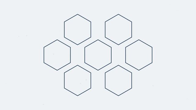 Minimalist hexagon pattern animation, abstract geometric 4k background, with soft blue, motion for modern, tech and corporate presentations