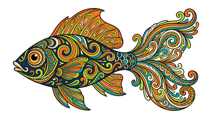 Ornate goldfish illustration with colorful swirls and detailed patterns © Rahul