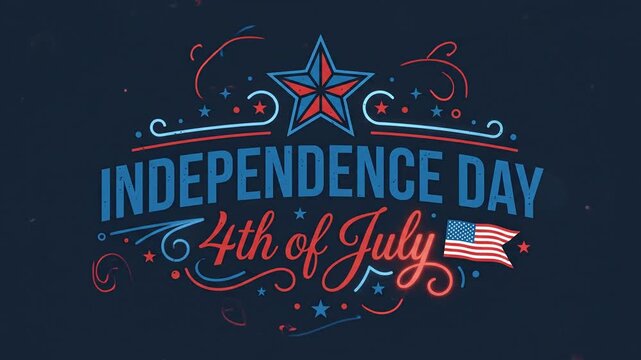 Independence Day 4th of July typography and stars.