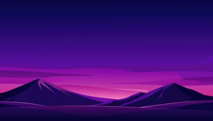 Minimalist purple landscape with mountains at twilight.