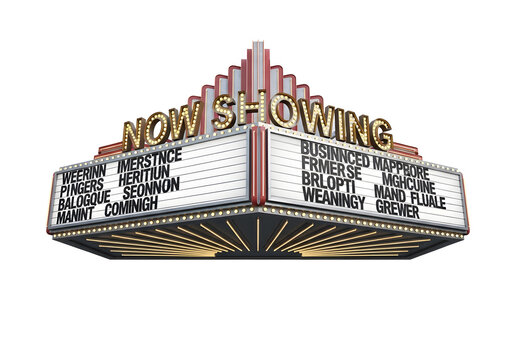Vintage Movie Theater Marquee Now Showing Neon Sign Business Cinema Entertainment Retro Lighting