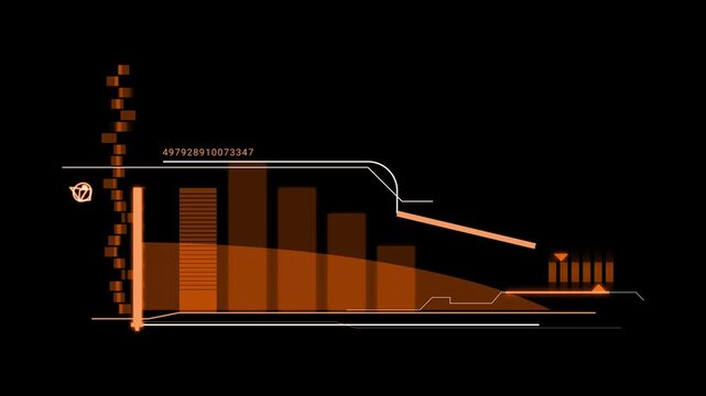 3D HUD data technology text UI digital infographic elements. Orage Abstract digital interface with glowing elements lines hud gadgets. Animated gadgets with hud elements