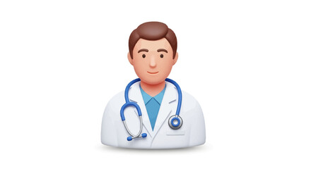 Fototapeta premium A smiling male doctor wearing a stethoscope and white coat