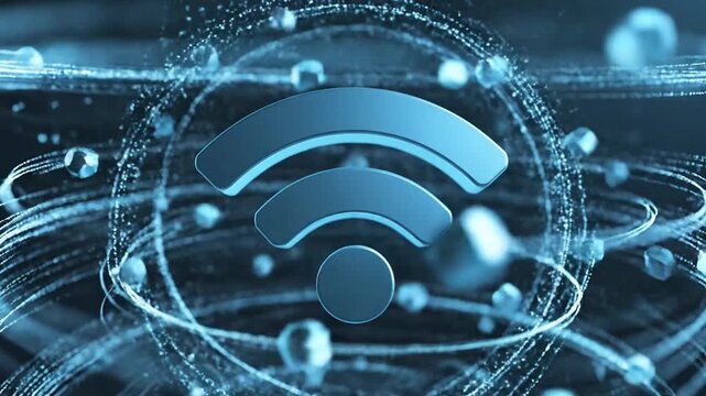 Abstract digital render of glowing wireless internet connection symbol