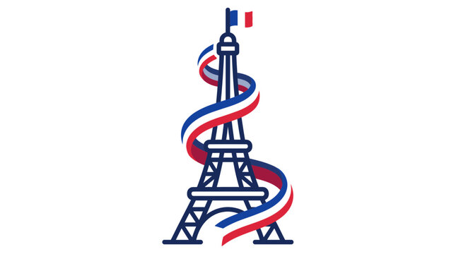 French National Day Bastille Day Celebration Greeting Card Template Background with Fireworks and Tricolor Flag Copy Space