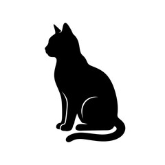 Black cat silhouette, feline icon, animal shape, pet clip art silhouette © MD. SAIFUL