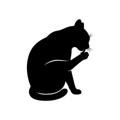 Black cat silhouette, feline icon, pet illustration, animal graphic silhouette © MD. SAIFUL