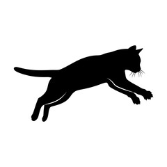 Black cat silhouette, feline icon, jumping cat, animal graphic silhouette © MD. SAIFUL