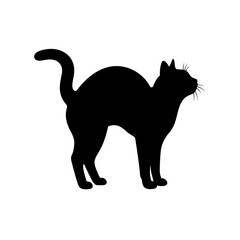Black cat silhouette, feline icon, pet vector, animal shape silhouette © MD. SAIFUL
