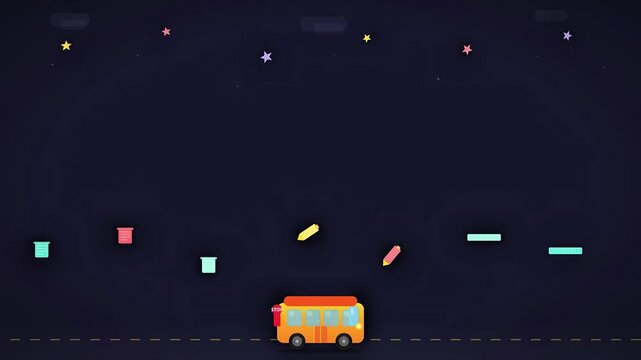 Colorful School Bus Icon Animation for Back to School Education Concept