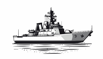 Modern naval warship vessel ship. © Siti