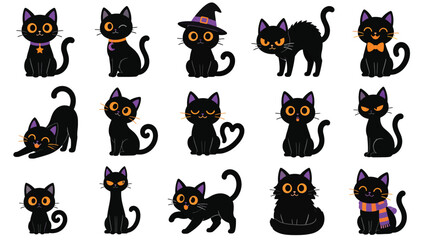 Halloween Black Cat Clipart Bundle © Md Shaikot