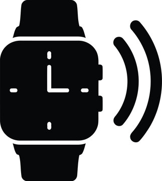 A black silhouette icon representing a smartwatch capable of wireless communication or connectivity