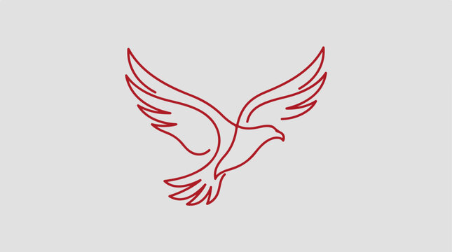 Minimalist Line Art Eagle Flying Gracefully.
